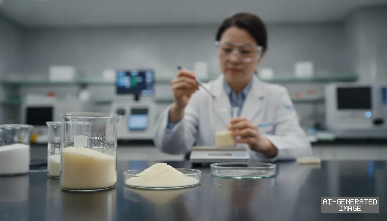 A researcher measures rare earth powder samples in a laboratory as industries face tight supplies of refined yttrium oxide. (AI-generated image)