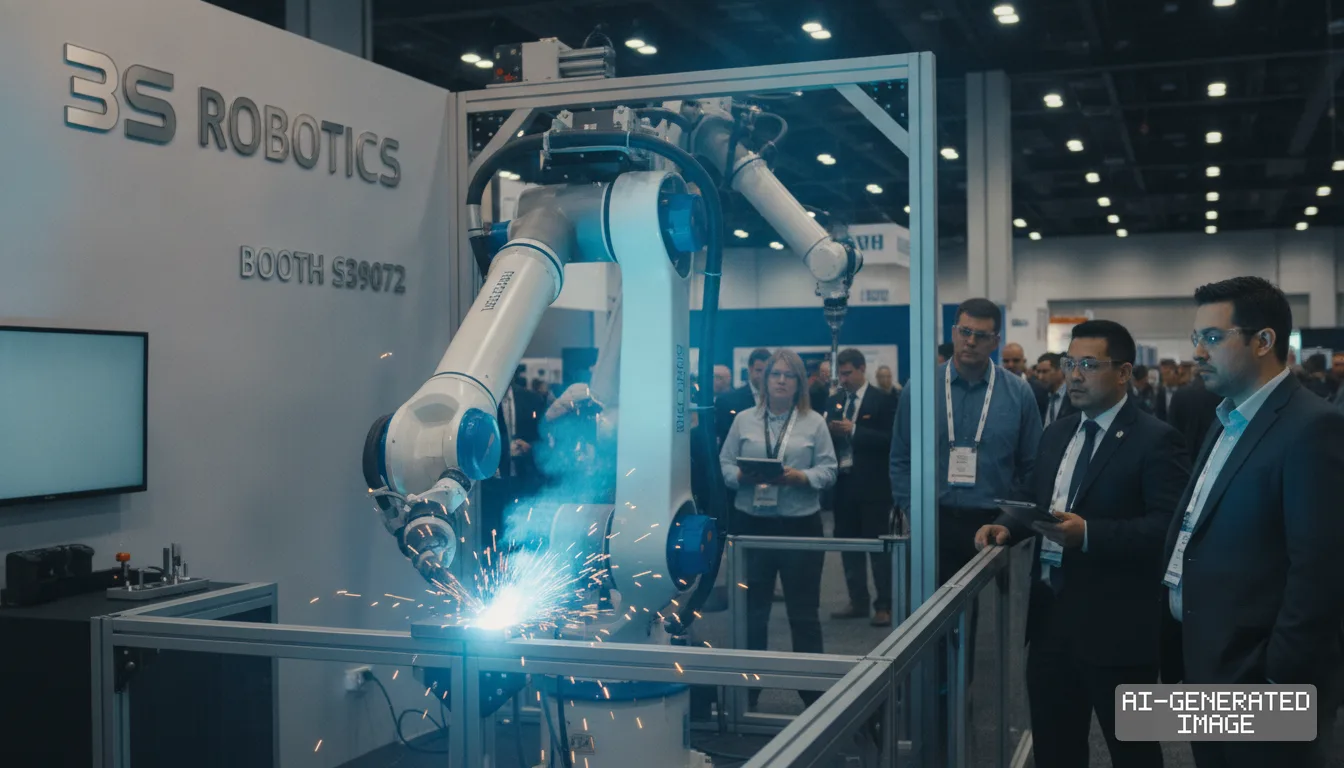 Attendees observe a 3S Robotics automated welding system at work during the FABTECH exhibition in Las Vegas. (AI-generated image)